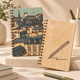 Carnet en bois d'érable illustré 50 pages - Woodhi Woodhi Hersée Paris 9