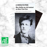 Tablette-livre « Mes étoiles au ciel avaient un doux frou-frou » - chocolat noir 74% au poivre bio 80g - Le Chocolat de Poche